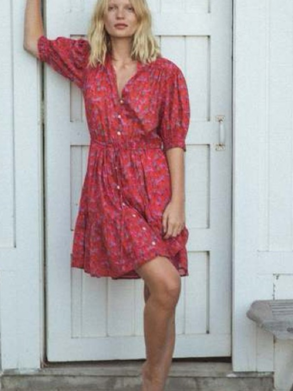 Trovata Red Floral Midi Dress